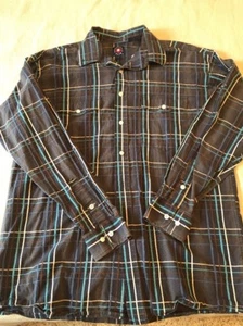 Panhandle Slim Men's Large Button Down Blue Striped Shirt - Picture 1 of 2