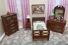 Renwal 5 PC STENCILED BEDROOM SET Vintage Dollhouse Furniture Ideal Plastic 1:16