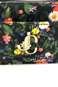Jimmy Choo Credit Card Case NWT Black Floral Ditsy Silk Slim Wallet Retail $215 - Picture 1 of 8