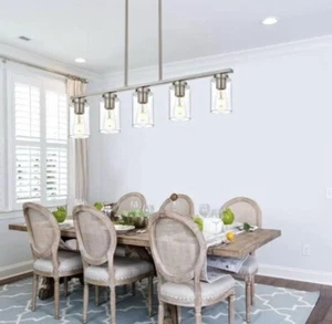 Hampton Bay HD4969A3 4-Lights Clear Glass Kitchen Island Chandelier - Picture 1 of 3