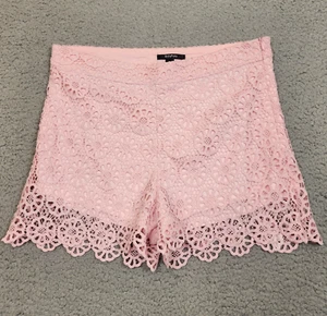 Roly Poly Women's Crochet Overlay Shorts Size L Soft Pink Side Zip - Picture 1 of 14