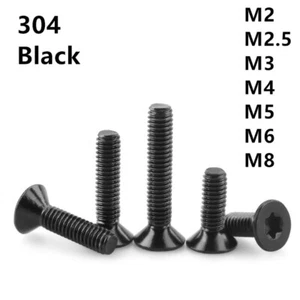 Schwarz 304 Edelstahl Torx Senkkopfschrauben mit Innensechskant M2 - M8 - Bild 1 von 12