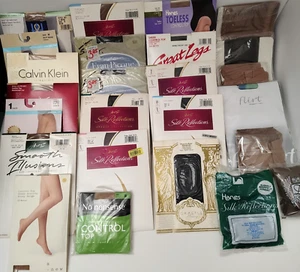 Lot Mixed Pantyhose Hanes Evan Picone Sizes A B AB Nude Beige Black Small Medium - Picture 1 of 9
