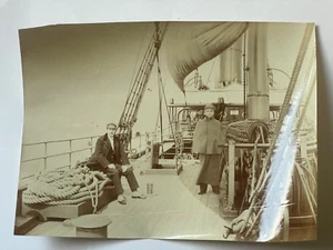 ON BOARD A SCOTTISH STEAMSHIP LATE 1800s ALBUMEN PHOTOGRAPH. 15.5 x 20.5 cm. - Picture 1 of 10