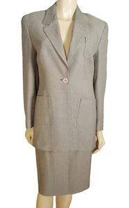 Jaeger gray and white zigzag design on material professional skirt suit size 8 - Picture 1 of 11