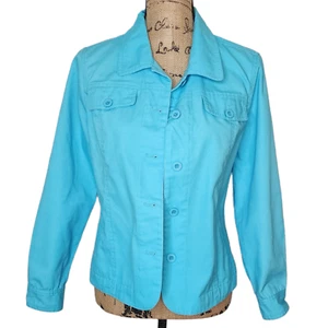 Koret Petite Damen 90er Jahre Vintage leichte Denim-Jeansjacke blau Größe Medium - Bild 1 von 14