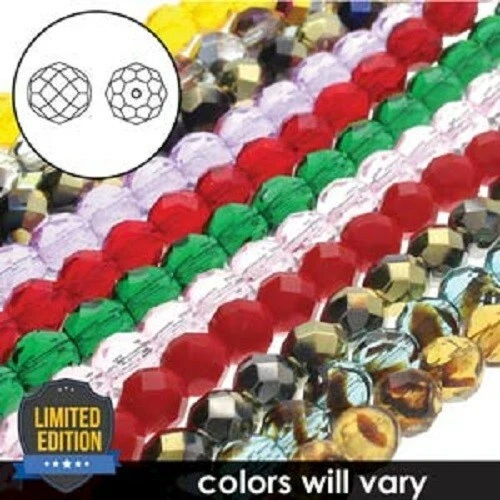 Czech Glass Fire Polished Faceted Round Beads 8 mm Preciosa Value Pack Mix 380pc - Imagem 1 de 1