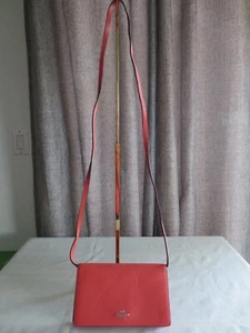 NWT Coach F30256 Foldover Clutch Pebbled Leather Crossbody Bag Coral Anna - Picture 1 of 13