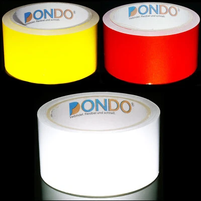 DONDO Reflektierendes Klebeband Reflektorband Reflexfolie Gelb Rot Weiss 10 Meter