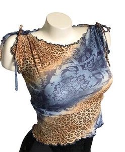 Vintage 90s Y2K XOXO Jeans mesh stretch cropped top size S - Picture 1 of 11