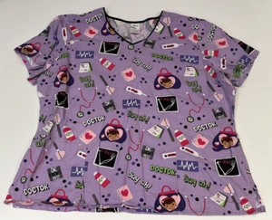 Blusa Médica Disney Doc McStuffins Mujer Talla 2XL Manga Corta Púrpura ~ 2 Bolsillos - Imagen 1 de 6