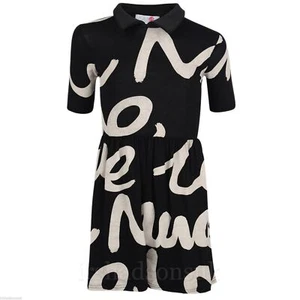 Girls Skater Dress Kids Hand Writing Collared Flared Franki Summer Party Dresses - Picture 1 of 4