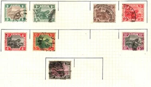 Estampillas MALAYA FMS {11} TIGRES usadas década de 1900 página de álbum antigua colección asiática MAL330 - Imagen 1 de 6