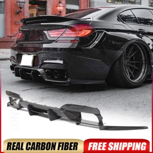 For BMW F06 F12 F13 M6 13-19 REAL CARBON FIBER Rear Bumper Diffuser Lip Splitter - Picture 1 of 15