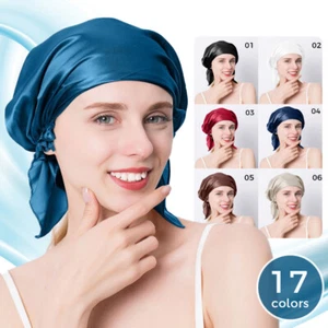 Women's Pure Mulberry Silk Sleep Hair Hat Care Satin Sleeping Bonnet Night Cap - Picture 1 of 26