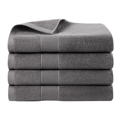 Paquete de 4 toallas de baño 100 % algodón ultra suaves para baño, spa, gimnasio y hotel Foto 1 de 4