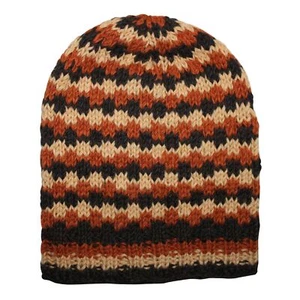 Gorro de lana oversize con estampado de rayas 01 marrón cobre cálido gorro de punto - Imagen 1 de 6
