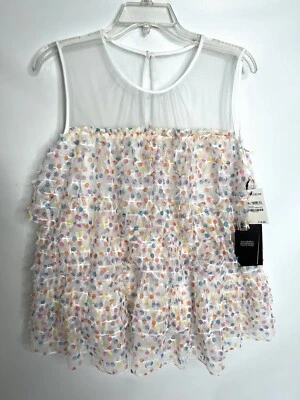 Halogen x Atlantic Pacific DOT TULLE TOP, Sleeveless Wmn's Sz Medium (8-10) - Image 1 of 4