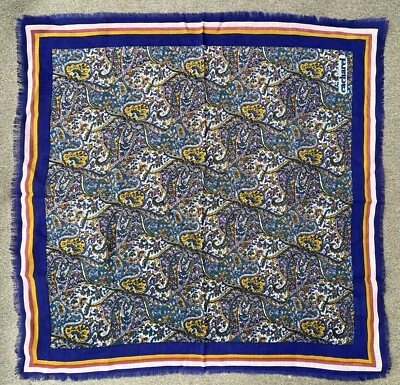 Cacharel para Robinson & Golluber Vintage Azul Paisley 100% Lana Bufanda 21" Cuadrado Foto 1 de 4