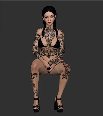 Mini estatuilla de belleza tatuada negra diorama de resina 1:43 muñeca juguete escena accesorios Foto 1 de 3