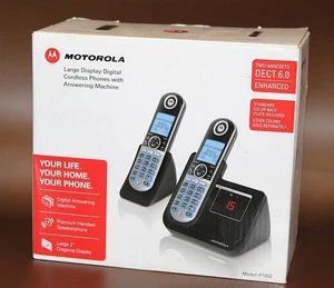 Motorola P1002 DECT 6.0 Digital Cordless 2 Hand Set Phone System Answering New - Picture 1 of 3
