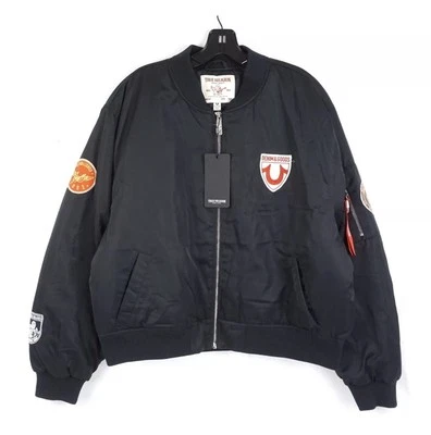 Nueva chaqueta acolchada True Religion para mujer con parches 207414 negra/negra - 2XL Foto 1 de 4