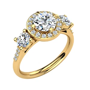 Round Cut Size 6,7 Diamond Engagement Ring 18k Yellow Gold IGI Lab Grown 1.50 Ct - Picture 1 of 10