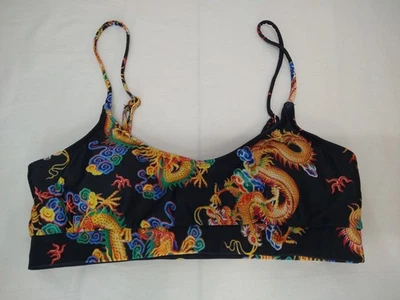Unbranded Juniors Dragon Print padded Bikini Swim Top Size M Black Multicolor - Image 1 of 4