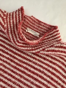 Anthropologie Striped Sweater Women’s M Red Orange Mock Neck Long Sleeve - Picture 1 of 5