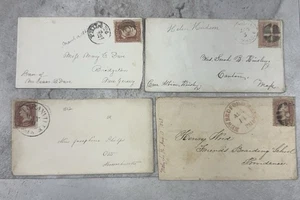 Civil War Era Lot of 4 Covers 3¢ George Washington Stamp 1860s US Postal History - Picture 1 of 4