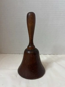 "Campana de madera marrón vintage años 70 con inserto de metal 6""" - Imagen 1 de 6