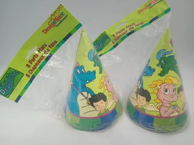 2 paquetes raros cuentos de dragones sombreros de fiesta suministros decoraciones nuevo stock antiguo  Foto 1 de 3