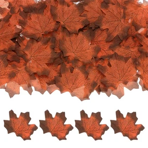 300Pcs Artificial Maple Leaves, Fake Fall Leaves Faux Autumn Leaf Black Red - Picture 1 of 7