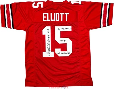 Camiseta deportiva firmada por Ezekiel Elliott Ohio State Buckeyes 85 YDS inscripción TRISTAR Foto 1 de 3