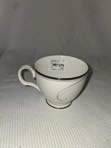 NORITAKE PLATINUM WAVE COFFEE FOOTED CUP WHITE PORCELAIN 9317 8 OZ BRAND NEW - Picture 1 of 3