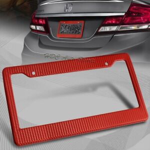 1 x JDM Red Carbon Fiber Look License Plate Frame Cover Front & Rear Universal 1