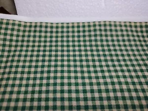 Vintage Sewing Fabric Cranston Gingham 1/8" Check Green Tan 1/2yd 19X48" Cotton - Picture 1 of 5
