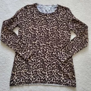 J. Crew Animal Print 100% Cotton Teddie Sweater szXS - Picture 1 of 10