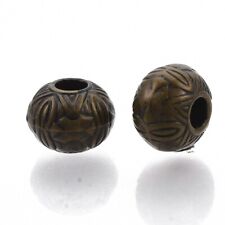 50 pcs Antique Bronze CCB Carved Ball Spacer Beads – 10mm – Large Hole: 4mm