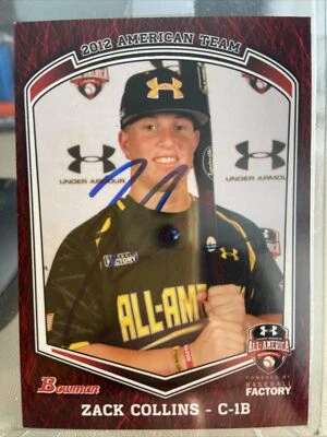 2012 BOWMAN UNDER ARMOUR AFLAC ZACK COLLINS BASEBALL FACTORY ROOKIE RC QTY Auto - Image 1 of 3