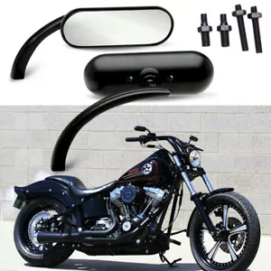 Espejos retrovisores ovalados negros para motocicleta para Harley Softail Electra Glide Sportster Touring - Imagen 1 de 12