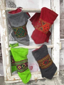 Armstulpen Pulswärmer Wolle Handstulpen rot grau grün bunt Hippie goa Winter - Bild 1 von 2