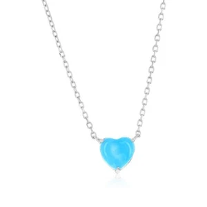 Collar de plata de ley, corazón - Larimar - Imagen 1 de 1