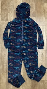 TU Boys Navy Blue Dinosaur Print Soft Zip Up Hooded All In One Pyjamas 8-9yrs 85 - Picture 1 of 14
