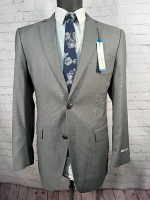 NEW PERRY ELLIS Mens Gray STRETCH SLIM FIT Suit Sport Coat Blazer Jacket 40R - Image 1 of 4