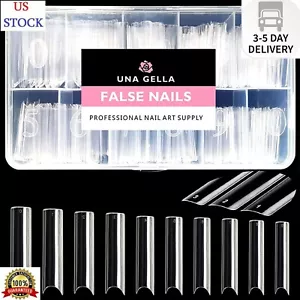 UNA GELLA No C Curve Nail Tips 504 PCS Extra Long XXL Tapered Square Nail Tips H - Picture 1 of 2