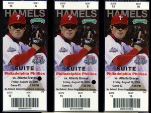 3, PHILADELPHIA PHILLIES TICKET STUB 8/28/09 vs ATLANTA BRAVES, MOYER - Picture 1 of 2