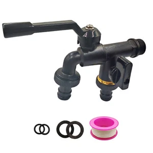 Outdoor Garden Water Faucet Double Outlets Garden Brass Faucet 1/2 Inch Inlet - Picture 1 of 11