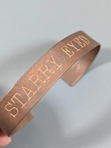 Artisan Copper Starry Eyed Stamped Cuff Bracelet 6 inch - Picture 1 of 8