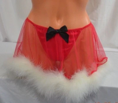 FALDA BRAGUITA ROJA PLUMAS VICTORIAS SECRET Santa Baby nueva con etiquetas m Foto 1 de 3